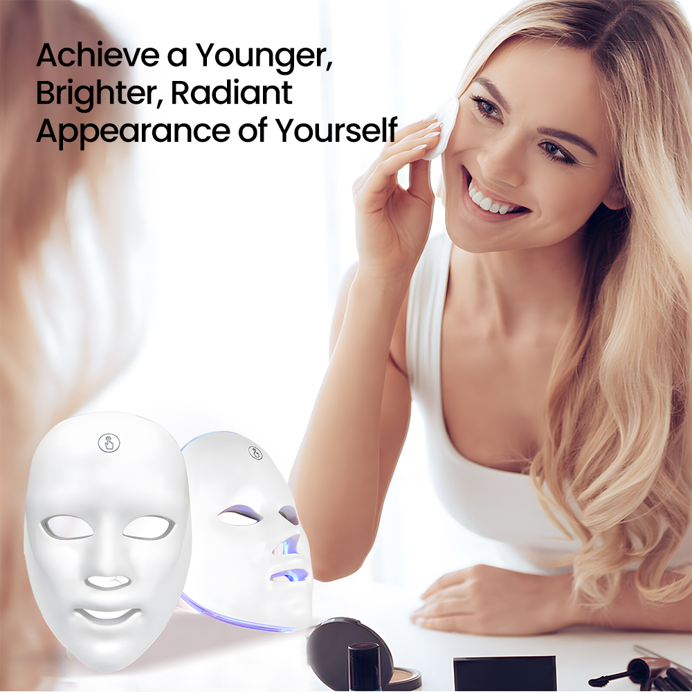 LED Face Mask Light Therapy 7 Color Treatment Photon Mask Facial Skin Care Mask